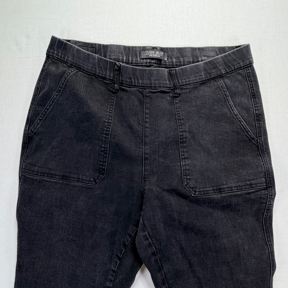 Judy Blue Jeans Womens 18W Black Wash Flare Leg Pull On‎ Pants Style JB88651